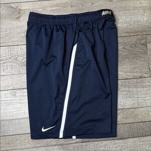Nike Men's Dark Blue Athletic Shorts with White Accents